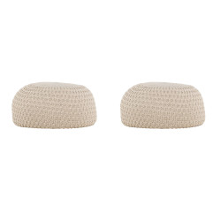 Lot de 2 poufs design en tissu beige MAO