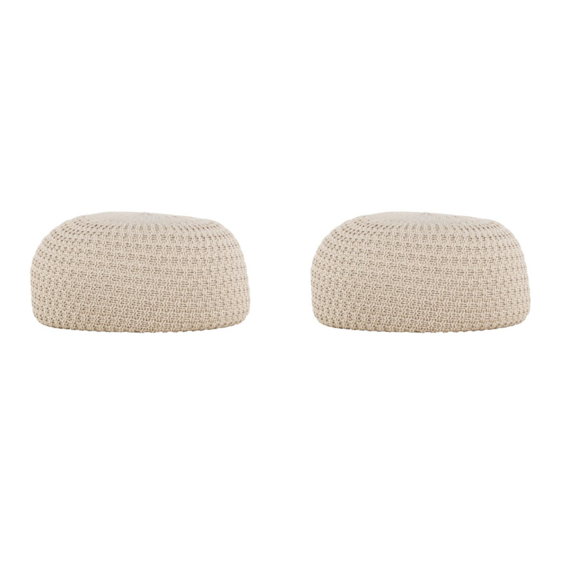 Lot de 2 poufs design en tissu beige MAO