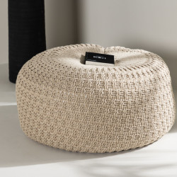 Lot de 2 poufs design en tissu beige MAO