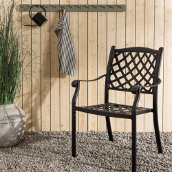 Lot de 4 chaises de jardins en métal noir OBY