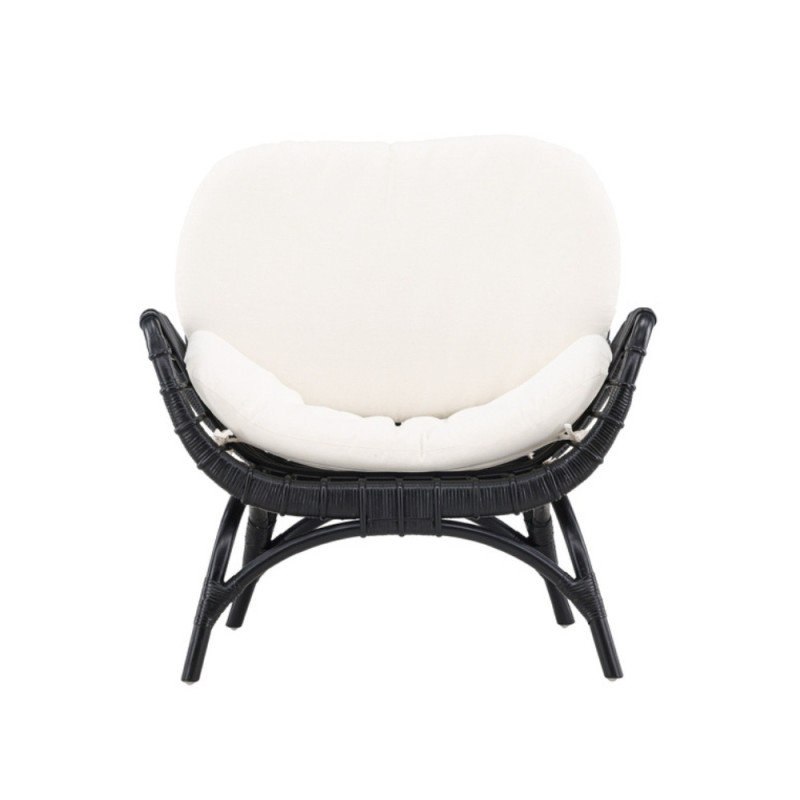 Fauteuil confort en rotin noir VAINA