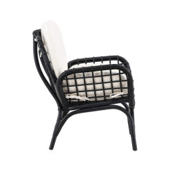 Fauteuil confort en rotin noir VAINA