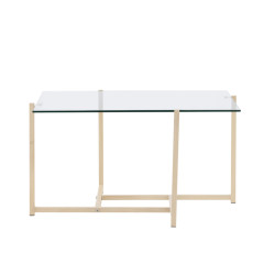 Table basse design blanche avec plateau en verre HIBY