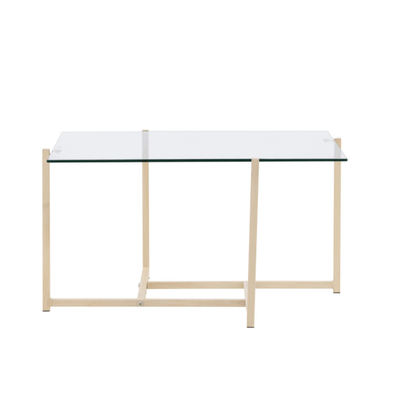 Table basse design blanche avec plateau en verre HIBY