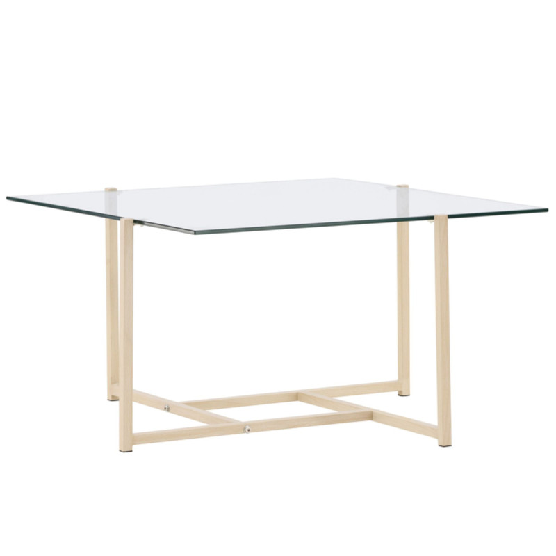 Table basse design blanche avec plateau en verre HIBY