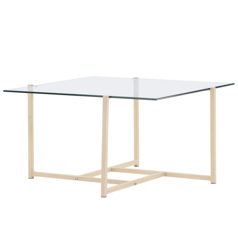 Table basse design blanche avec plateau en verre HIBY