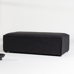 Pouf rectangulaire en tissu noir GILLY