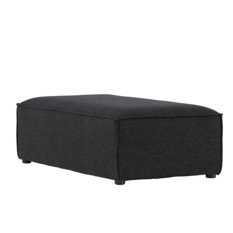 Pouf rectangulaire en tissu noir GILLY