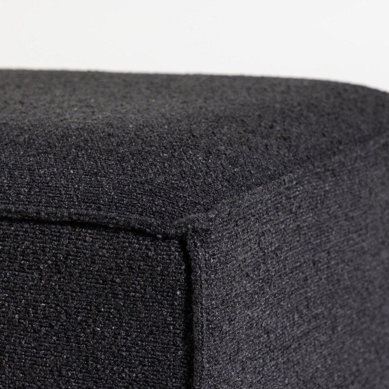 Pouf rectangulaire en tissu noir GILLY