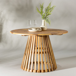 Table à manger d'extérieur ronde en acacia 120cm OWAN