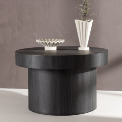 Table d'appoint ronde en bois noir 80cm MALUMA