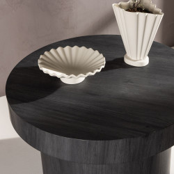 Table d'appoint ronde en bois noir 80cm MALUMA