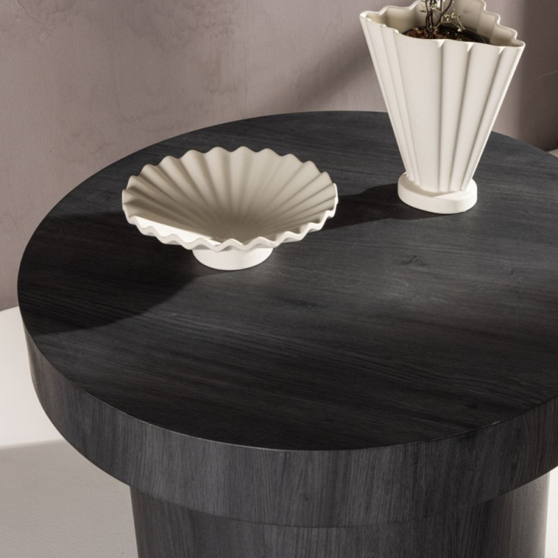 Table d'appoint ronde en bois noir 80cm MALUMA