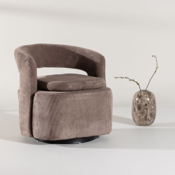 Fauteuil relax en tissu marron LAURA