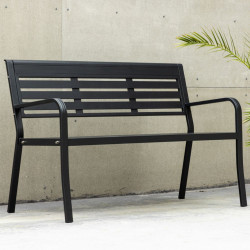 Banc d'extérieur noir en aluminium 120cm ELVA