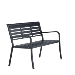 Banc d'extérieur noir en aluminium 120cm ELVA