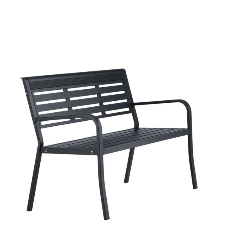 Banc d'extérieur noir en aluminium 120cm ELVA