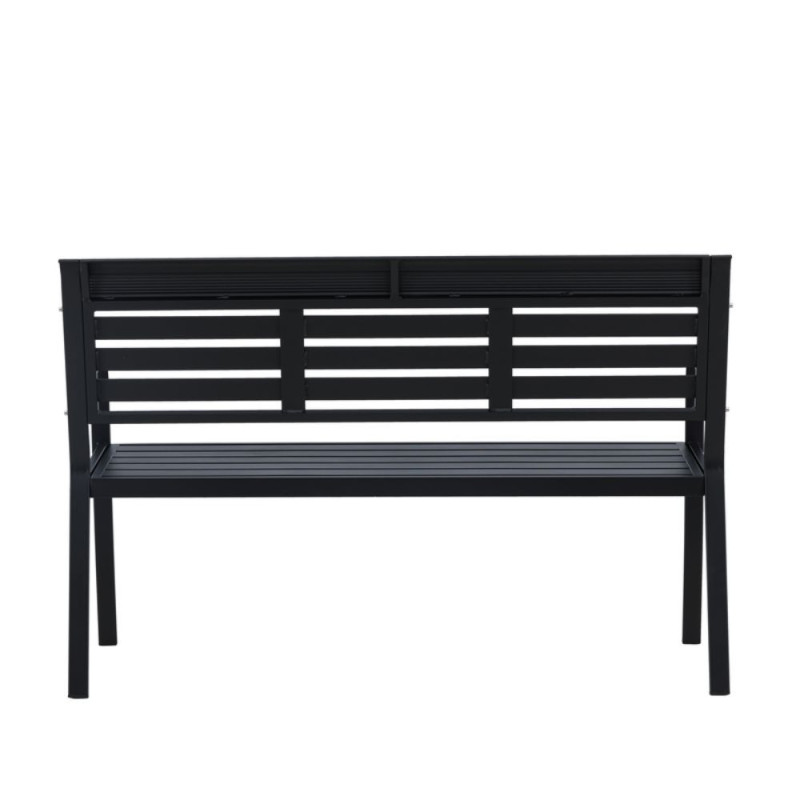 Banc d'extérieur noir en aluminium 120cm ELVA