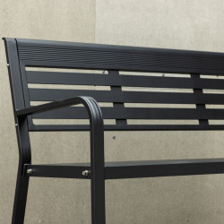 Banc d'extérieur noir en aluminium 120cm ELVA