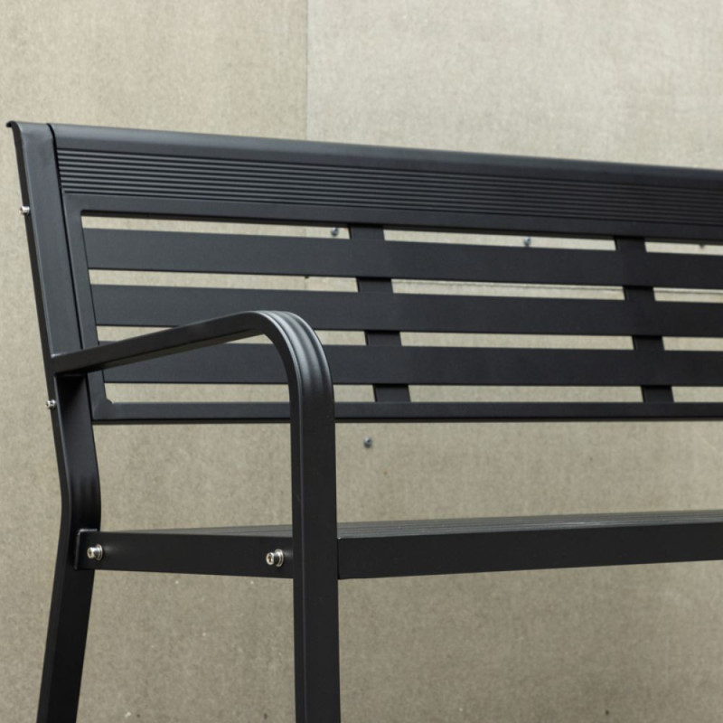 Banc d'extérieur noir en aluminium 120cm ELVA