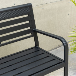 Banc d'extérieur noir en aluminium 120cm ELVA