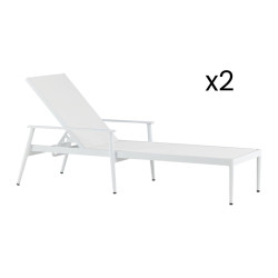 Lot de 2 transats en aluminium blanc TREIZIA