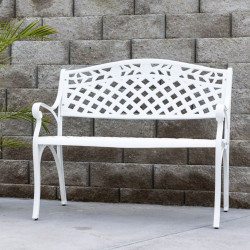 Banc d'extérieur blanc en aluminium 95cm EZRA