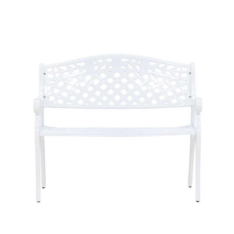 Banc d'extérieur blanc en aluminium 95cm EZRA