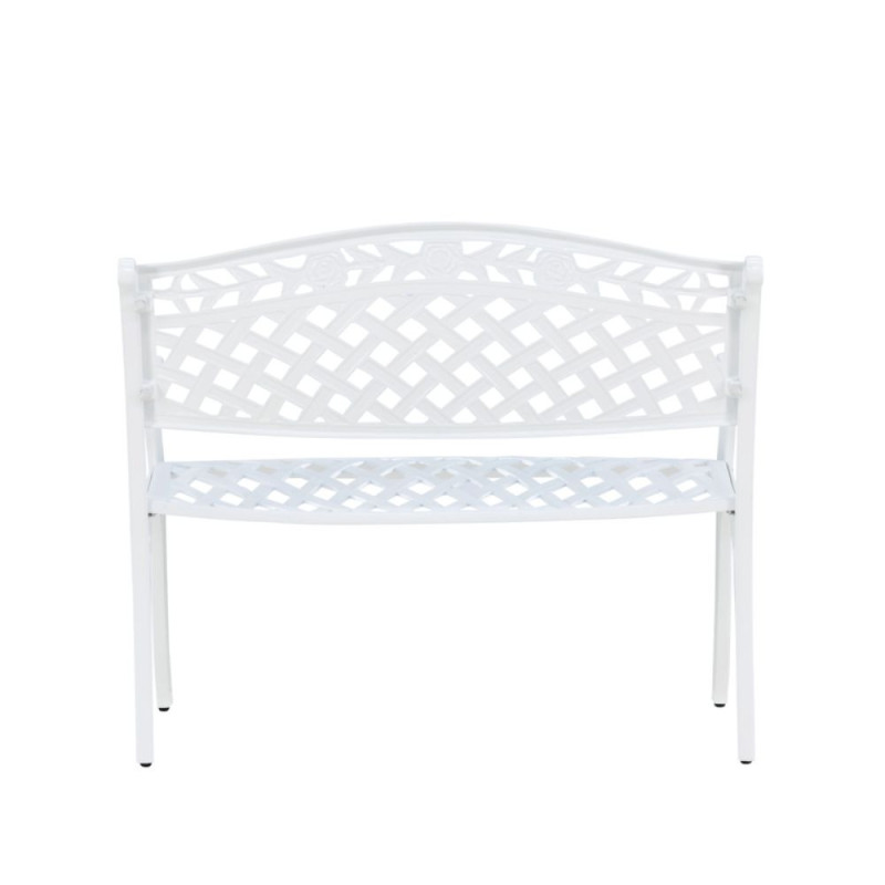 Banc d'extérieur blanc en aluminium 95cm EZRA