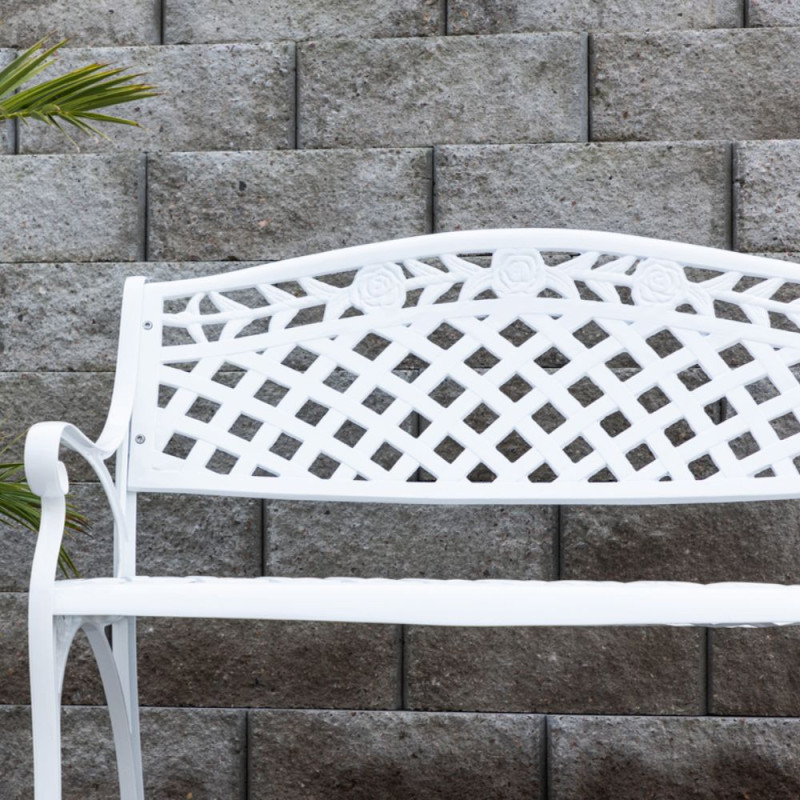 Banc d'extérieur blanc en aluminium 95cm EZRA