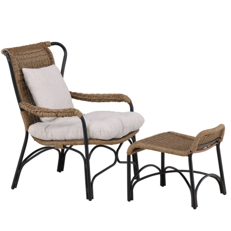 Chaise longue d'extérieur bohème avec coussin ZURI