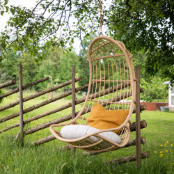 Fauteuil d'extérieur suspendu bohème avec coussin HANNA