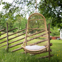 Fauteuil d'extérieur suspendu bohème avec coussin HANNA