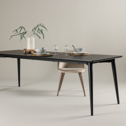 Table à manger noire en bois et métal 75x230cm CELIA