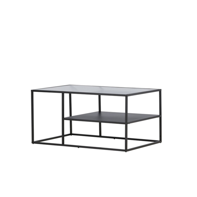 Table basse rectangulaire en verre et métal noir URBAINE