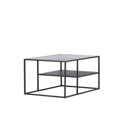 Table basse rectangulaire en verre et métal noir URBAINE