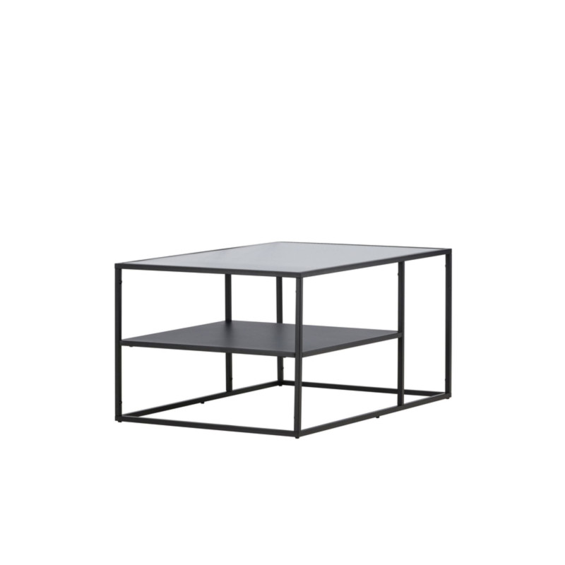 Table basse rectangulaire en verre et métal noir URBAINE