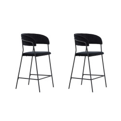 Lot de 2 tabourets avec dossier en velours noir LIAM