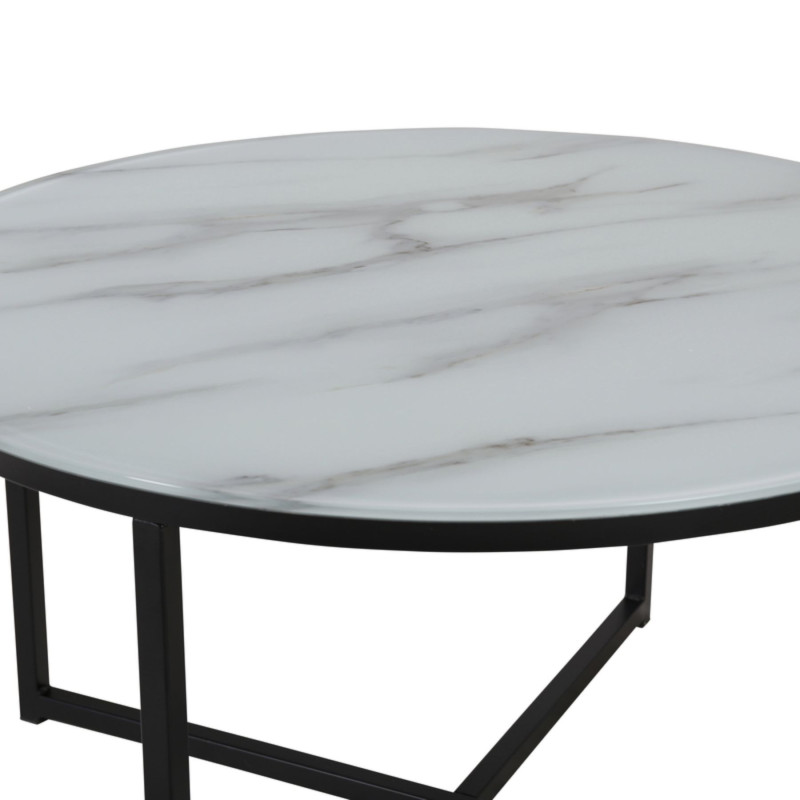 Table basse ronde effet marbre blanc JULIENNE