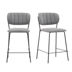 Lot de 2 tabourets avec dossier en tissu gris LIAM