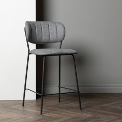 Lot de 2 tabourets avec dossier en tissu gris LIAM