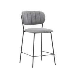 Lot de 2 tabourets avec dossier en tissu gris LIAM