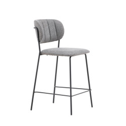 Lot de 2 tabourets avec dossier en tissu gris LIAM