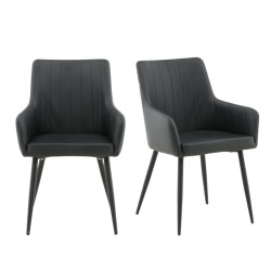 Lot de 2 chaises en simili noir avec accoudoirs COMFY