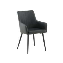 Lot de 2 chaises en simili noir avec accoudoirs COMFY