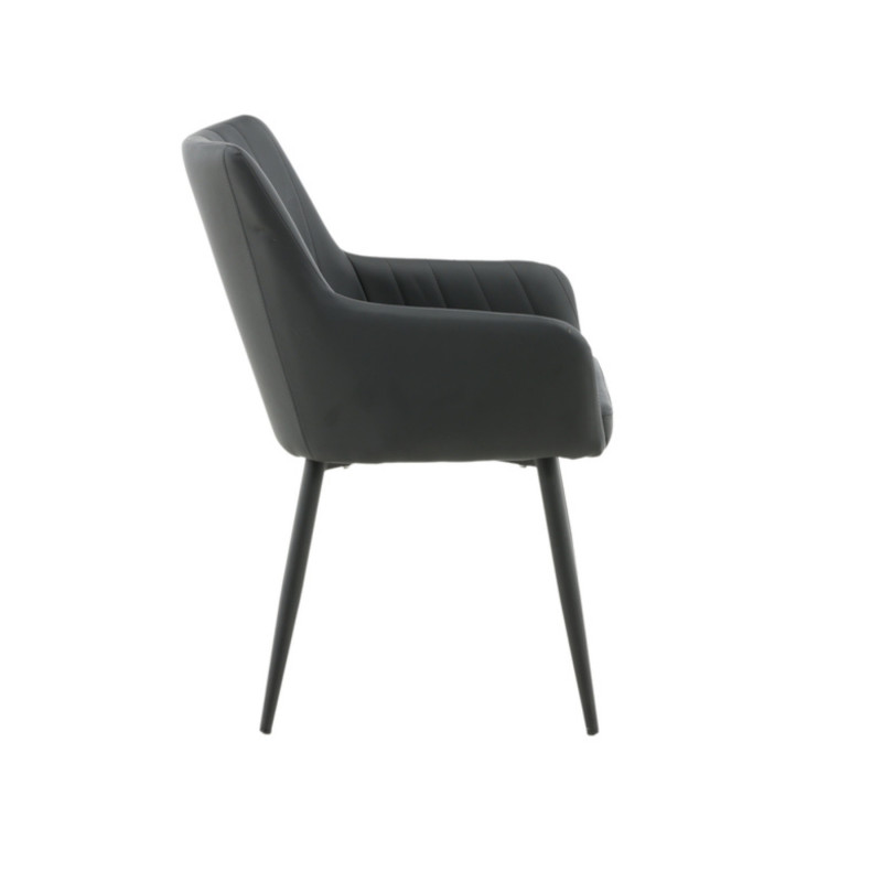 Lot de 2 chaises en simili noir avec accoudoirs COMFY