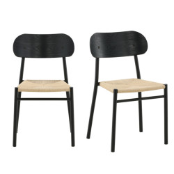 Lot de 2 chaises écolier assise en paille CLEMMIE