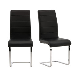 Lot de 2 chaises vintages en simili noir AGLAE