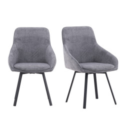 Lot de 2 chaises en tissu pieds métal MELLA