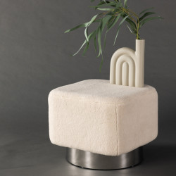 Pouf doux en polaire beige AUGUSTIN